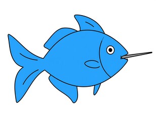 Obraz premium Cartoon blue fish with a long snout