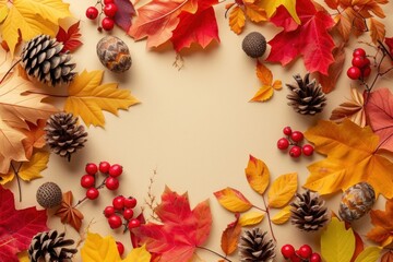 Frame of colorful red and yellow autumn leaves backgrounds plant leaf.