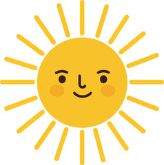 Happy cartoon sun face icon