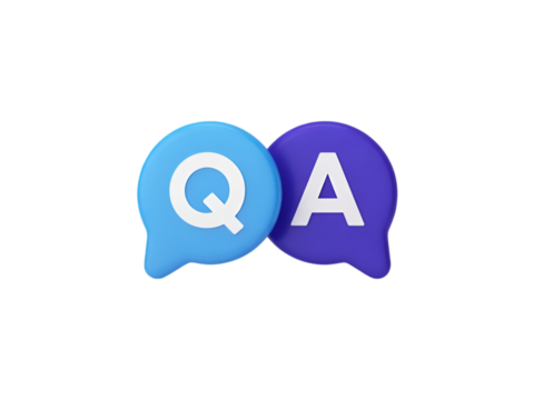 Intersecting Blue and Purple QA Icons QandA question