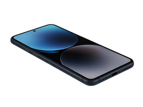 Modern smartphone with blue and grey screen display