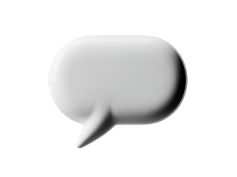 White 3D Speech Bubble Icon on Black Background chat icon