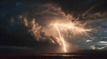 Explosive Energy: Witness the Power of a Dynamic Lightning Storm Illuminating the Night Sky with Its Electric Display and Unpredictable Patterns