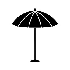 Beach Umbrella With Pole Silhouette Vector Flat Look