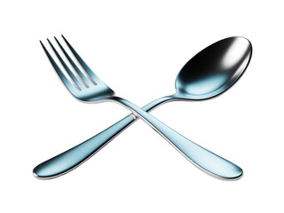 Crossed Silver Fork and Spoon cutlery eating utensil