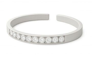 Silver bracelet adorned with a stunning row of sparkling diamonds, enhancing any outfit with a luxurious touch of elegance and glamour