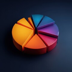 Obraz premium 3D pie chart data analysis on dark background
