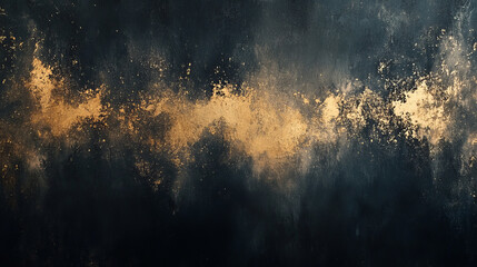 Abstract golden dust cloud against a dark background