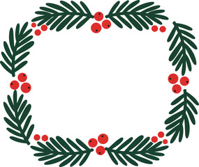 Christmas wreath with holly berries square frame