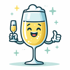 Smiling champagne glass character
