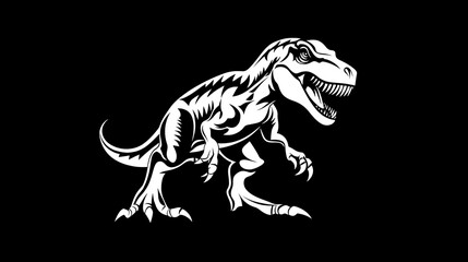 A powerful white silhouette illustration of a fierce prehistoric tyrannosaurus rex photo