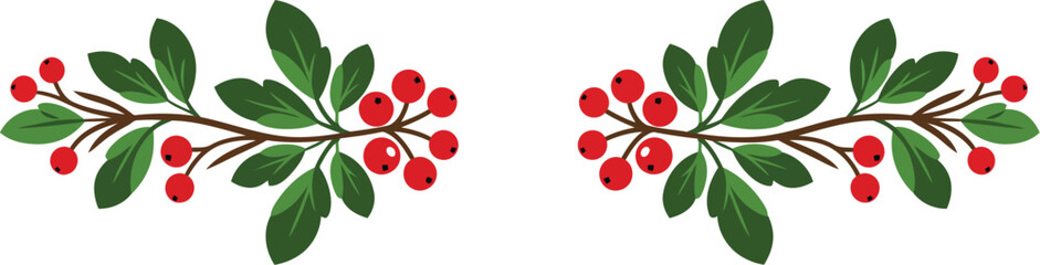 Christmas holly berries border festive greenery red accents © Nurul's Studio