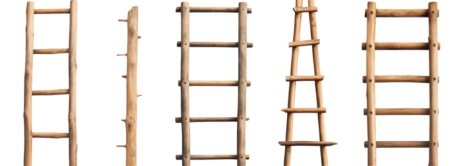 Wooden Ladder Shelves: Versatile Designs for Home Decor on transparent background png