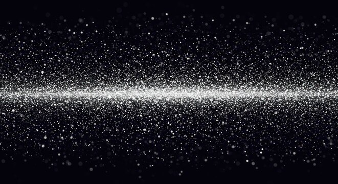 Many small white dots on black background form a horizontal line.