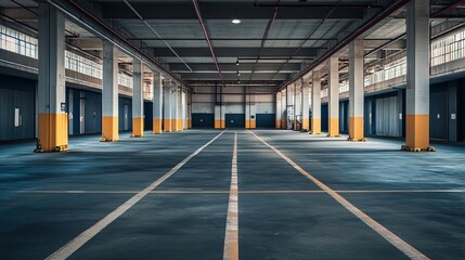 Obraz premium Empty industrial warehouse interior