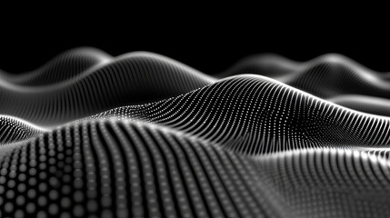 Abstract digital landscape with wavy lines and dots