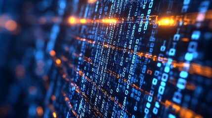 Obraz premium Abstract digital binary code background representing data security internet technology and artificial intelligence photo