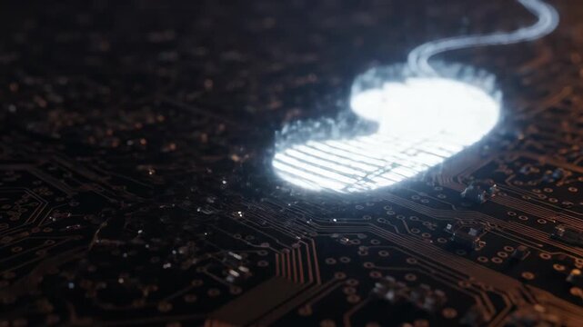 Glowing DNA Strand on Circuit Board Macro Digital Technology Concept - Powered by Adobe