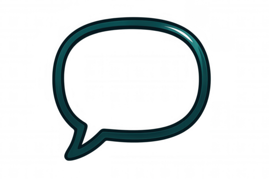 Glossy speech bubble on a transparent background, ideal for representing communication, discussions, and online conversations - Powered by Adobe