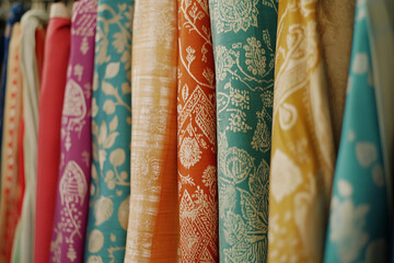 Vibrant Handmade Traditional Textile With Intricate Embroidery and Gold Accents, Generative AI