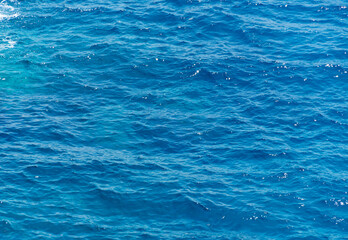 sea surface with small waves as background or texture, bright blue color