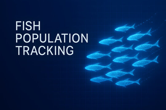 Ethereal Fish Formed by Glowing Data Particles for Marine Technology