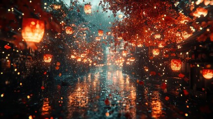 A vibrant tapestry of neon lights and anime-inspired art, depicting the bustling streets of Tokyo by night, where fantastical creatures and manga characters intertwine with the urban sprawl 
