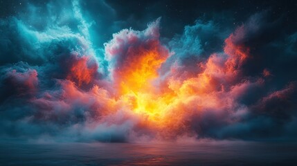 A vibrant, abstract canvas explodes with shades of blue, mint, and pink, interlaced with digital glitches and distortion, evoking a futuristic, cyberpunk aesthetic reminiscent of the rave culture 