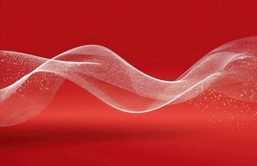 Abstract red background with flowing white lines