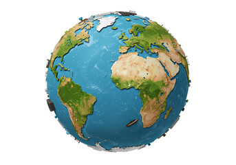 Fototapeta premium Low Poly Earth Globe: Global Connectivity Concept isolated on transparent background