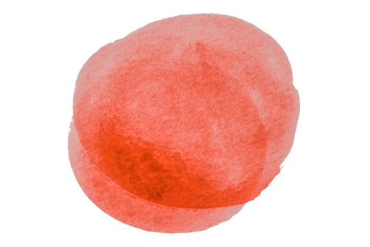 Red circle watercolor pattern isolated on transparent background.