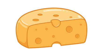 Cartoon Cheese Wedge Illustration with Holes and Glossy Surface on White Background