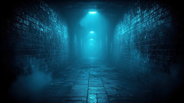 In the heart of a neon-drenched metropolis, a dimly lit alleyway pulsated with an otherworldly luminescence, its concrete walls adorned with cryptic graffiti and casting an eerie glow upon the 