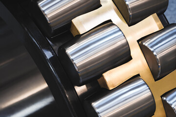 Close-up of roller bearing as background for industrial concept