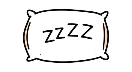 Cartoon Pillow with ZZZZs Represents Sleeping Resting or Dreaming