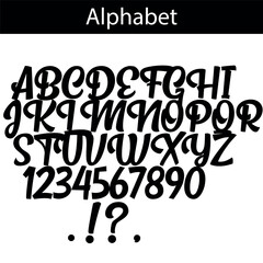 alphabet, font alphabet, letters, numbers, punctuation, punctuation marks, vector