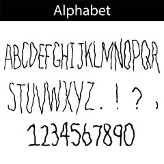 alphabet, font alphabet, letters, numbers, punctuation, punctuation marks, vector