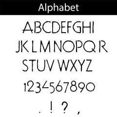 alphabet, font alphabet, letters, numbers, punctuation, punctuation marks, vector