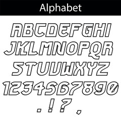 alphabet, font alphabet, letters, numbers, punctuation, punctuation marks, vector