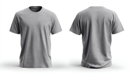 Gray Casual T-Shirt Front and Back View in Studio