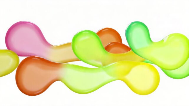 Glossy Amoeba-Like Abstract Forms in Shifting Rainbow Colors for Modern Minimal Backgrounds