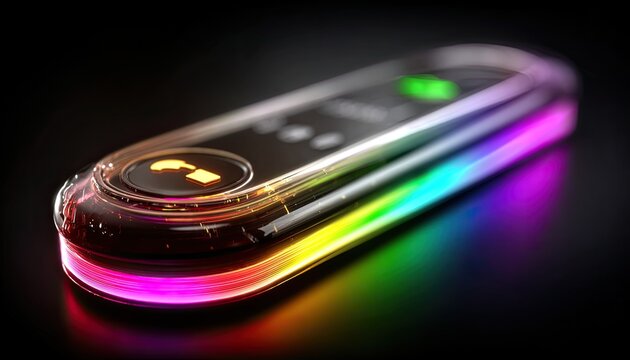 Sleek, futuristic control panel with vibrant LED lights - Powered by Adobe