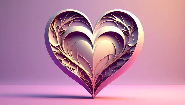Ornate heart on a pastel background