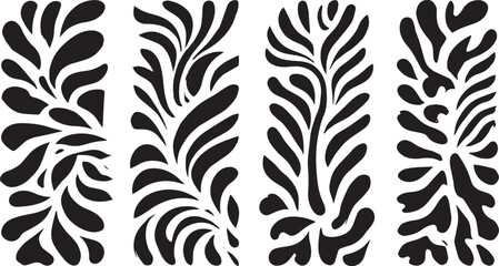 set of grunge leaf and Flower doodle hand drawn line stroke.  black hand Vector illustration vector design on  transparent background