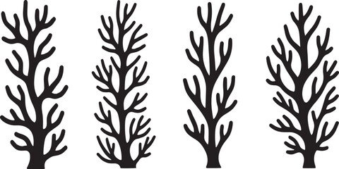 Grunge Tree Abstract Modern Organic Design Elements in Matisse Style vector design on  transparent background