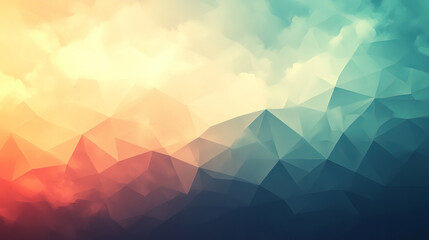 Abstract polygonal landscape with warm and cool color gradients
