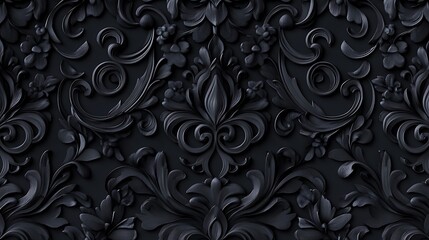 Elegant dark floral relief pattern photo for backgrounds and decorative designs with artistic details
