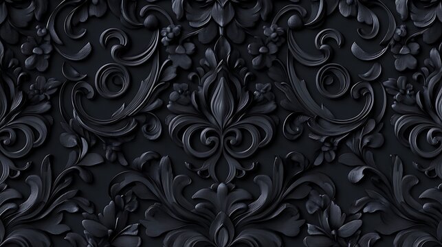 Elegant dark floral relief pattern photo for backgrounds and decorative designs with artistic details