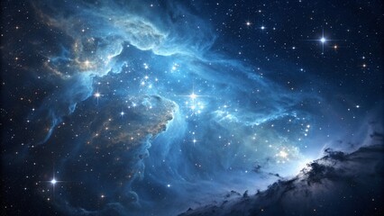 Obraz premium Stunning cosmic blue-white cloud in deep space.