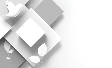 Obraz premium Abstract geometric design with a white dove and leaves